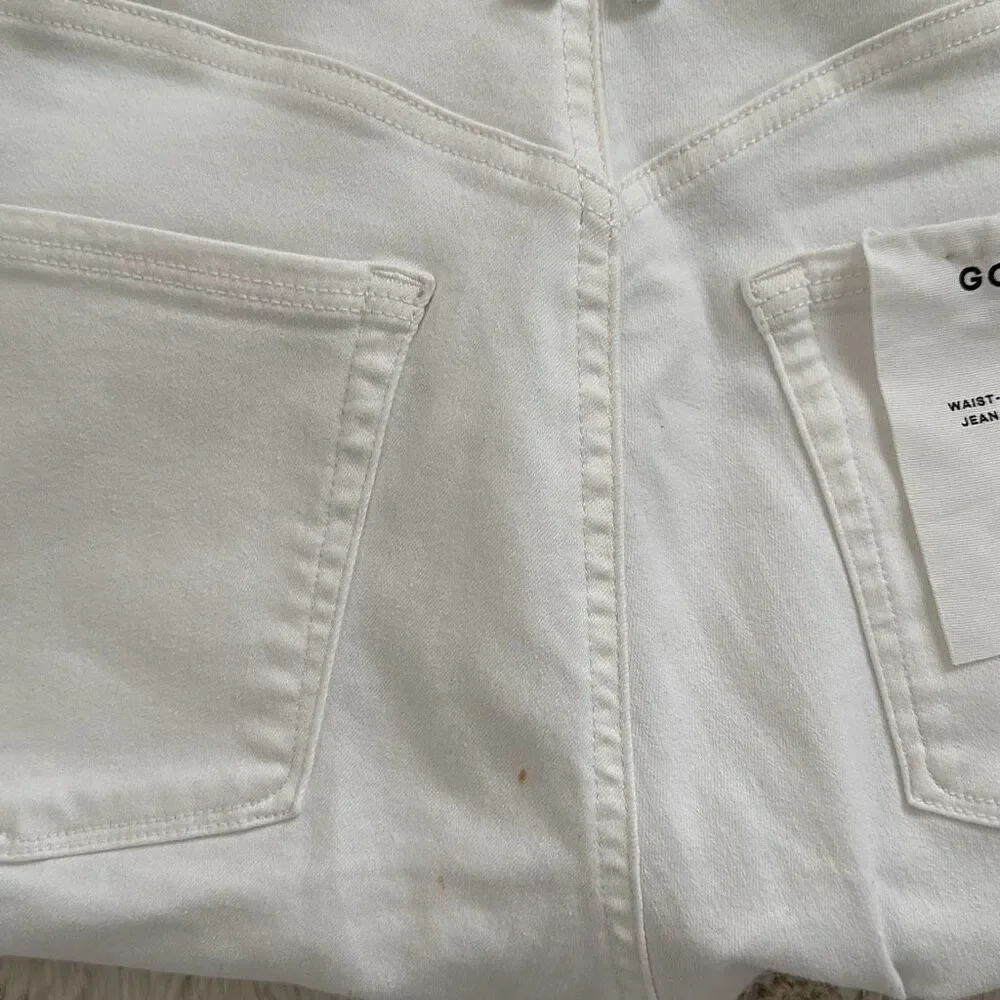 Good American Good Waist Crop Distressed Jeans White Size 12/31 - Picture 6 of 8